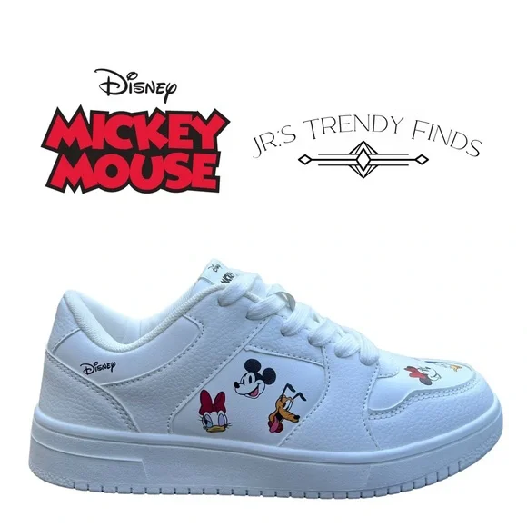 NEW / NEVER WORN Disney Mickey Mouse & Friends White Low-Top Sneaker Womenâs 7 - Picture 1 of 9